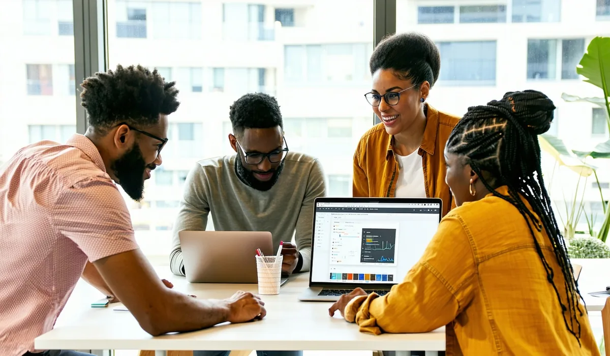 FloatPay team collaborating in a bright Cape Town office space