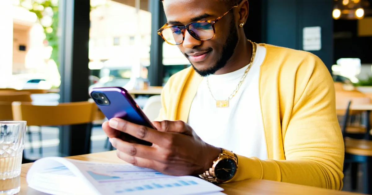 Young woman reviewing her budget on a smartphone
